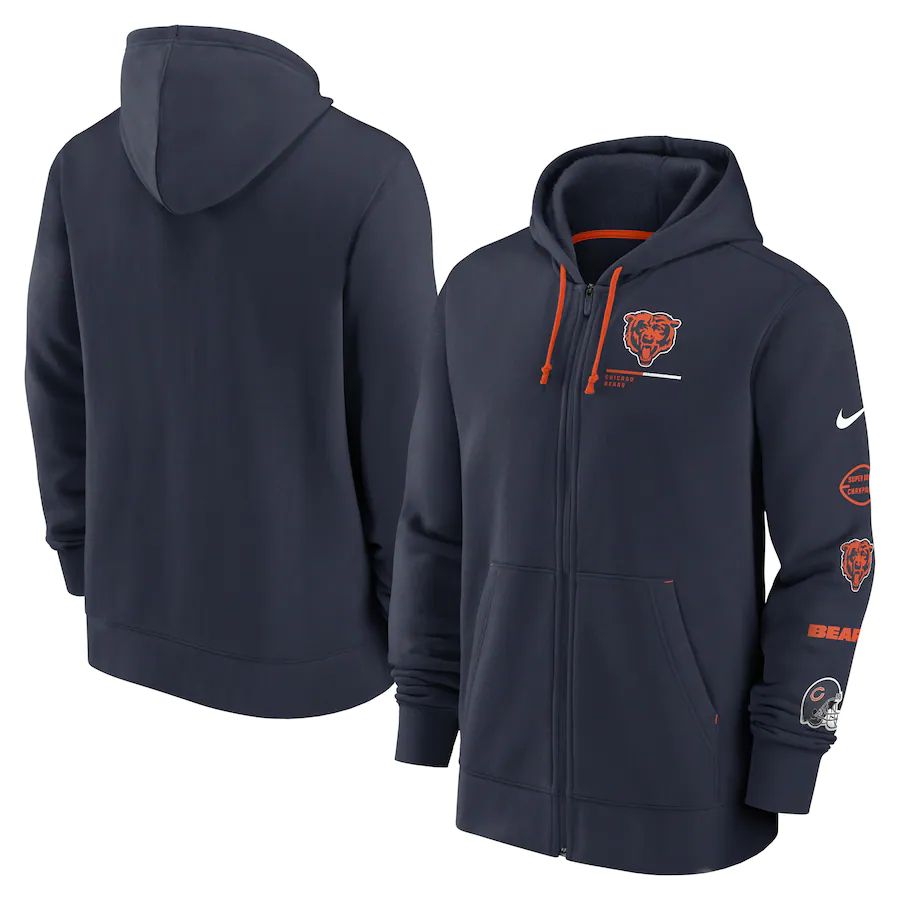 Men Chicago Bears nike navy surrey full zip hoodie